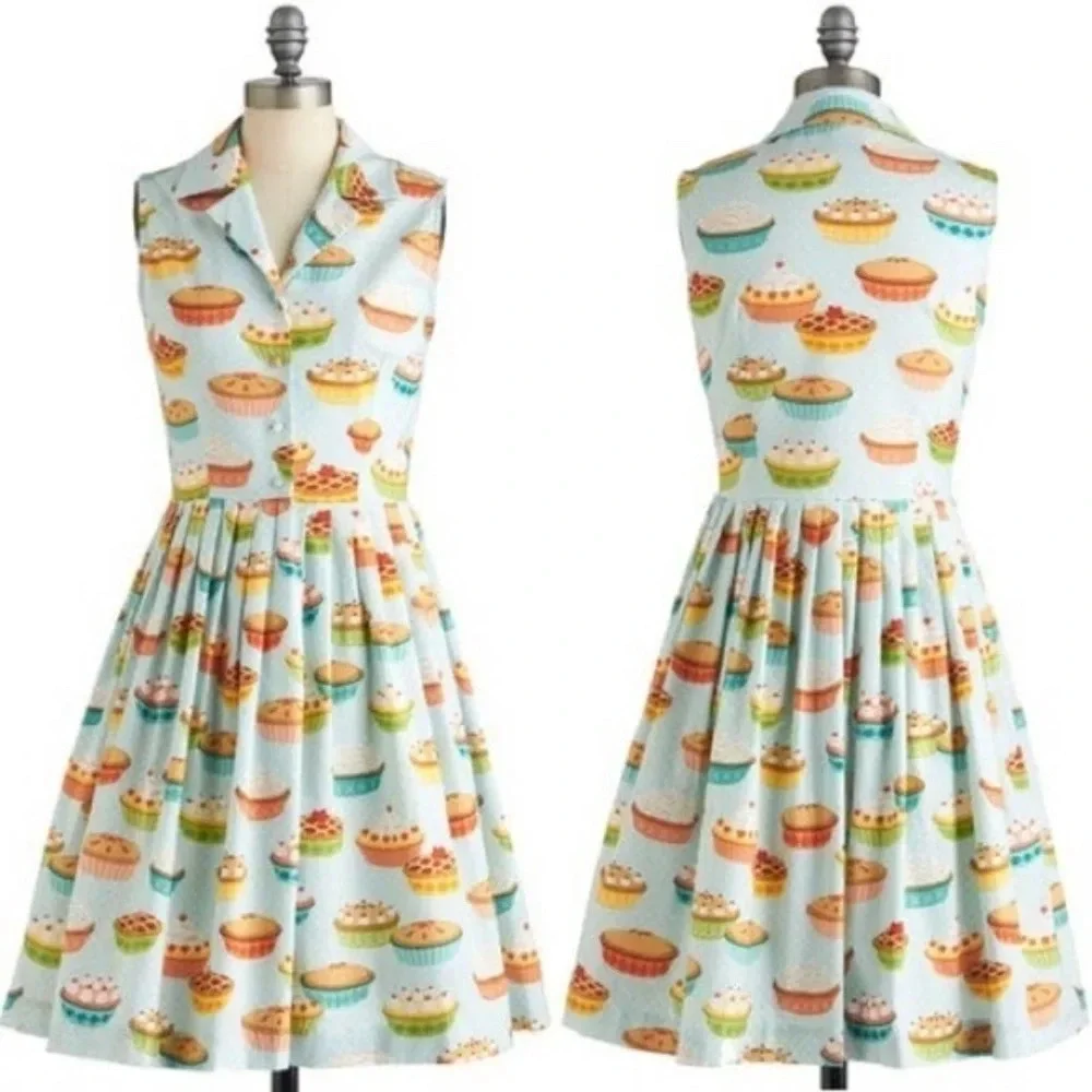 Modcloth "My Kind Of Pie" Blue Retro Dress - Picture 4 of 6